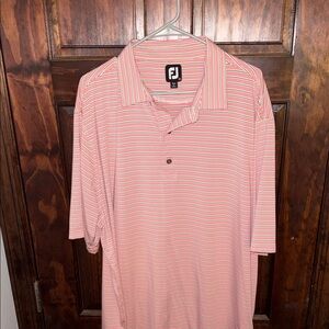 FootJoy Men's Polo Shirt in Pink and White Stripes